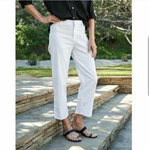 FRANK & EILEEN Kinsale The Italian Crop Pants in White Size S linen